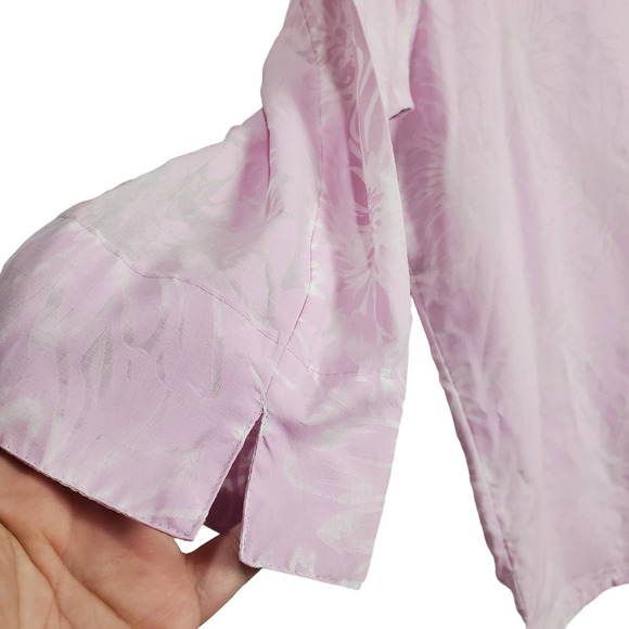 Vintage Blouse Womens Size 12 Floral Pink Button Up Sheer 3/4 Sleeve Casual - Picture 3 of 11